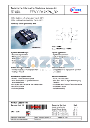 FF800R17KP4_B2 datasheet - IHM-A Modul mit soft schaltendem Trench-IGBT4