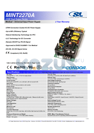 MINT2270A datasheet - 270W Dual Output Series