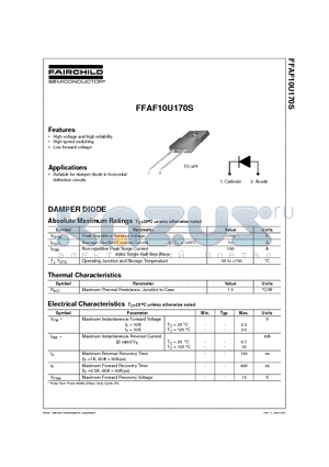 FFAF10U170S datasheet - DAMPER DIODE