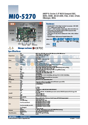 MIO-5270 datasheet - AMD^ G- Series 3.5