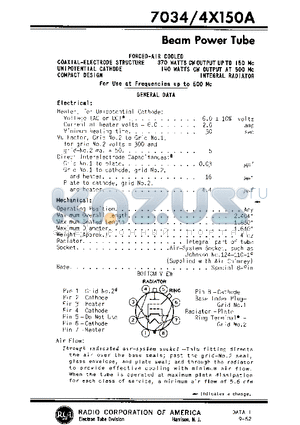 7034-4X150A datasheet - BEAM POWER TUBE