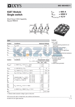 MIO600-65E11 datasheet - IGBT Module Single switch