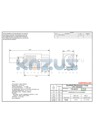 704-00-00 datasheet - REWIRABLE PLUG ASSEMBLY