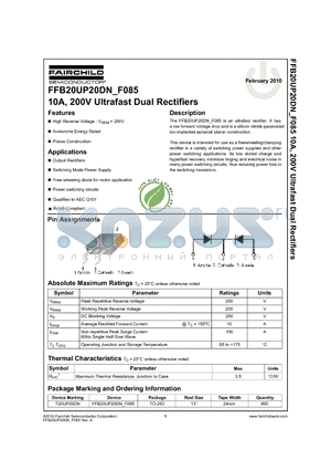 FFB20UP20DN_10 datasheet - 10A, 200V Ultrafast Dual Rectifiers