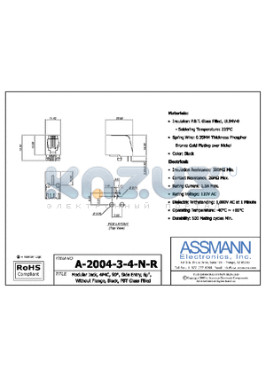 AE10373 datasheet - MODULAR JACK, 4P4C