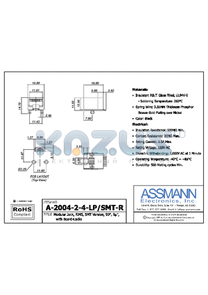 AE10385 datasheet - MODULAR JACK, RJ45, SMT VERSION