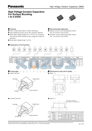 ECKT3D121KB datasheet - High Voltage Ceramic Capacitors (SMD)