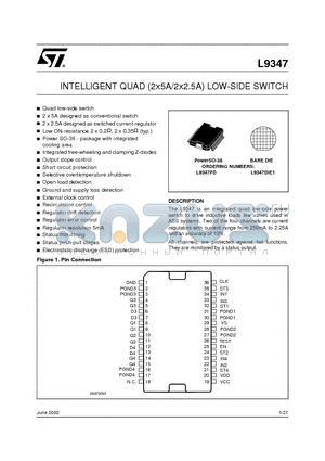 L9347DIE1 datasheet - INTELLIGENT QUAD 2X5A/2X2.5A LOW-SIDE SWITCH