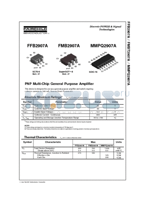 FFB2907A datasheet - PNP Multi-Chip General Purpose Amplifier