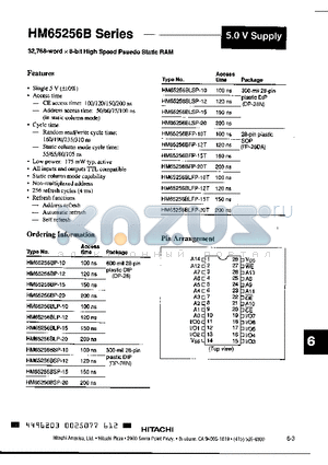 HM65256BLFP-15T datasheet - 32.768-WORD X 8-BIT HIGH SPEED PSUEDO STATIC RAM