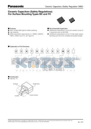 ECKTFC222MF datasheet - Ceramic Capacitors (Safety Regulations) For Surface Mounting Types BC and FC