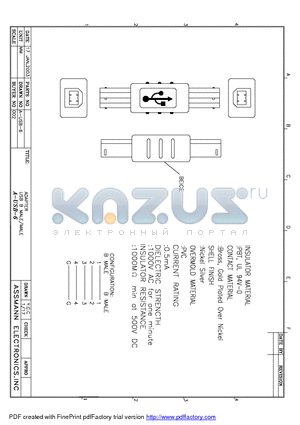 AE1321 datasheet - ADAPTER USB B MALE