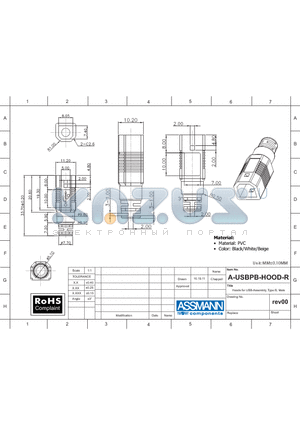 AE1441 datasheet - Hoods for USB-Assembly, Type B, Male