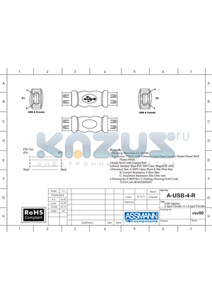 AE1474 datasheet - USB Adapter -A TYPE FEMALE