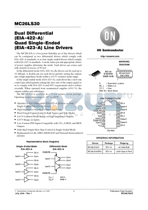 MC26LS30D datasheet - Dual Differential Quad Single-Ended (EIA-423-A) Line Drivers