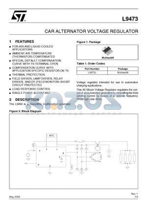 L9473 datasheet - CAR ALTERNATOR VOLTAGE REGULATOR