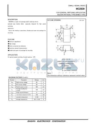 MC2839 datasheet - FOR GENERAL SWITCHING APPLICATION SILICON EPITAXIAL TYPE