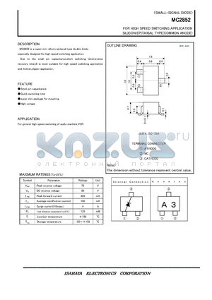 MC2852 datasheet - FOR HIGH SPEED SWITCHING APPLICATION SILICON EPITAXIAL TYPE(COMMON ANODE)