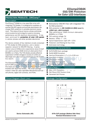 ECLAMP2384K datasheet - ESD/EMI Protection for Color LCD Interfaces