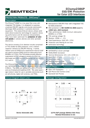 ECLAMP2386P datasheet - ESD/EMi Protection for Color LCD Interfaces