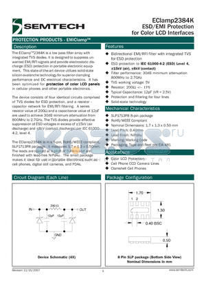 ECLAMP2384K.TCT datasheet - ESD/EMI Protection for Color LCD Interfaces