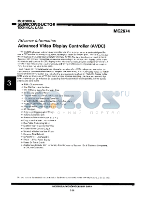 MC267483P datasheet - ADVANCED VIDEO DISPLAY CONTROLLER ( AVDC )