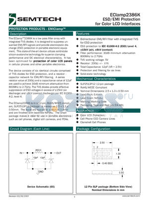 ECLAMP2386K datasheet - ESD/EMI Protection for Color LCD Interfaces