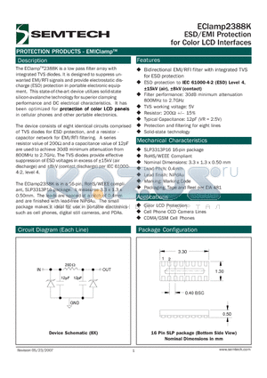 ECLAMP2388K datasheet - ESD/EMI Protection for Color LCD Interfaces