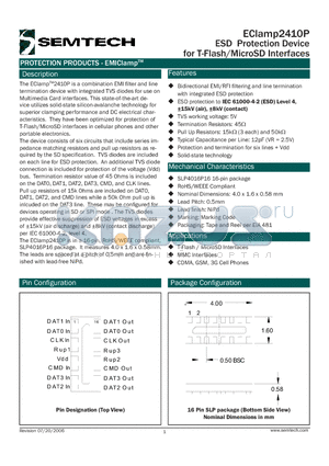 ECLAMP2410P.TCT datasheet - ESD Protecton Device for T-Flash/MicroSD Interfaces