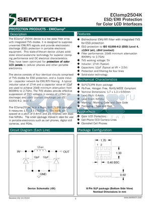 ECLAMP2504K.TCT datasheet - ESD/EMI Protection for Color LCD Interfaces