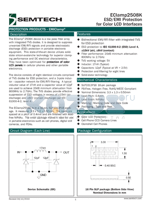 ECLAMP2508K.TCT datasheet - ESD/EMI Protection for Color LCD Interfaces