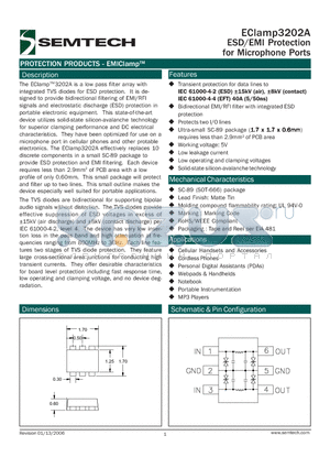 ECLAMP3202A datasheet - ESD/EMI Protection for Microphone Ports