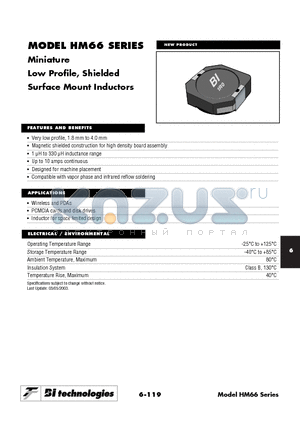 HM6610100 datasheet - Miniature Low Profile, Shielded Surface Mount Inductors