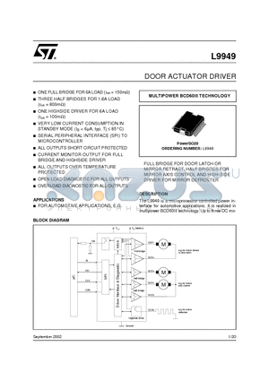 L9949 datasheet - DOOR ACTUATOR DRIVER