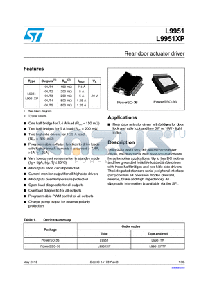 L9951 datasheet - Rear door actuator driver