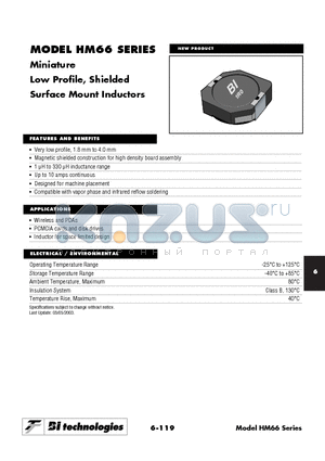 HM6620100 datasheet - Miniature Low Profile, Shielded Surface Mount Inductors