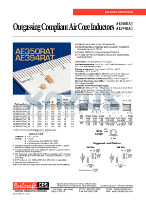 AE350RAT1N7KSZ datasheet - Outgassing Compliant Air Core Inductors