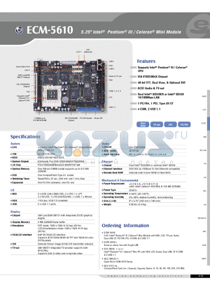 ECM-5610L datasheet - 5.25 Intel Pentium III / Celeron Mini Module