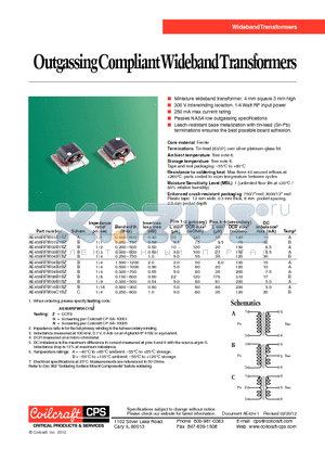 AE458RFW datasheet - OutgassingCompliantWidebandTransformers