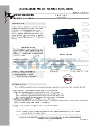 LA-1000 datasheet - LINE AMPLIFIER