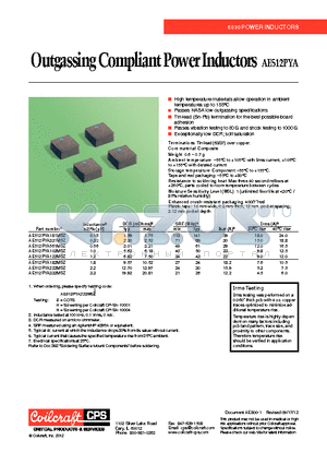 AE512PYA datasheet - Outgassing Compliant Power Inductors