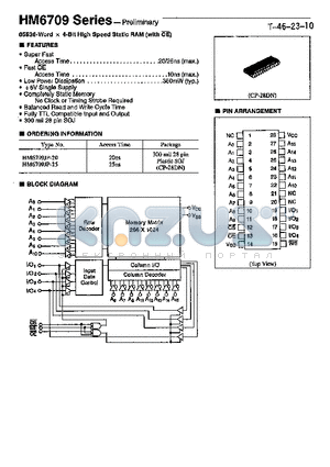 HM6709JP-25 datasheet - 65536-WORD X 4-BIT HIGH SPEED STATIC RAM (WITH OE)