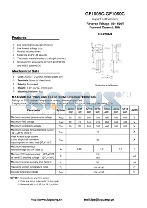 GF1040C datasheet - Super Fast Rectifiers