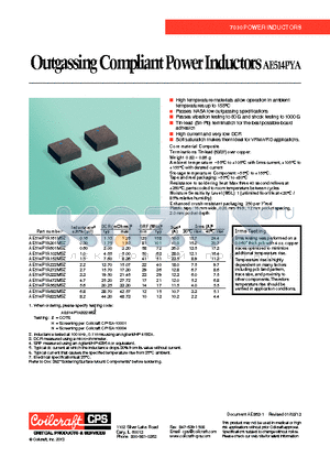 AE514PYA161MSZ datasheet - Outgassing Compliant Power Inductors