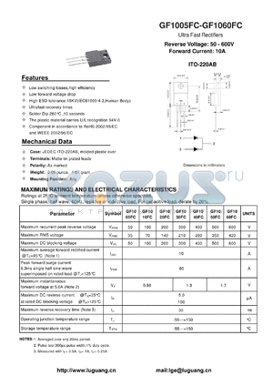 GF1010FC datasheet - Ultra Fast Rectifiers