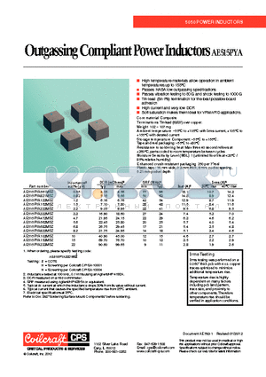 AE515PYA152MSZ datasheet - Outgassing Compliant Power Inductors