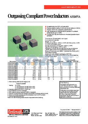 AE524PYA datasheet - Outgassing Compliant Power Inductors