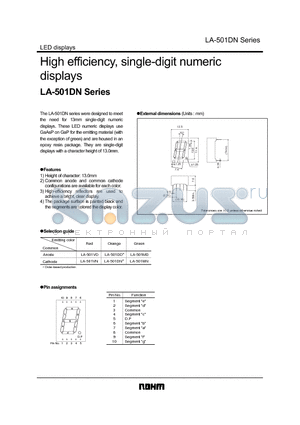 LA-501DD datasheet - High efficiency, single-digit numeric displays