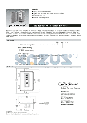 7043-01-P1I datasheet - POTS Splitter Enclosure
