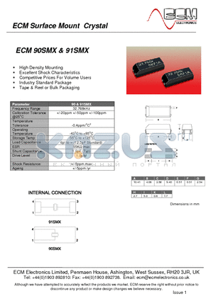 ECM91SMX datasheet - ECM Surface Mount Crystal